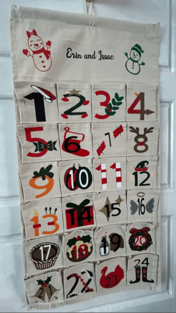 Refillable personalised advent calendar