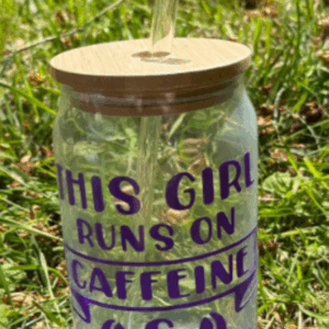 Reusable Glass Cup with Straw