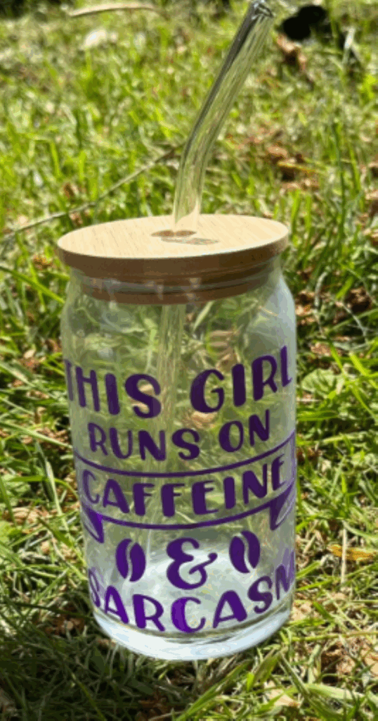 Reusable Glass Cup with Straw