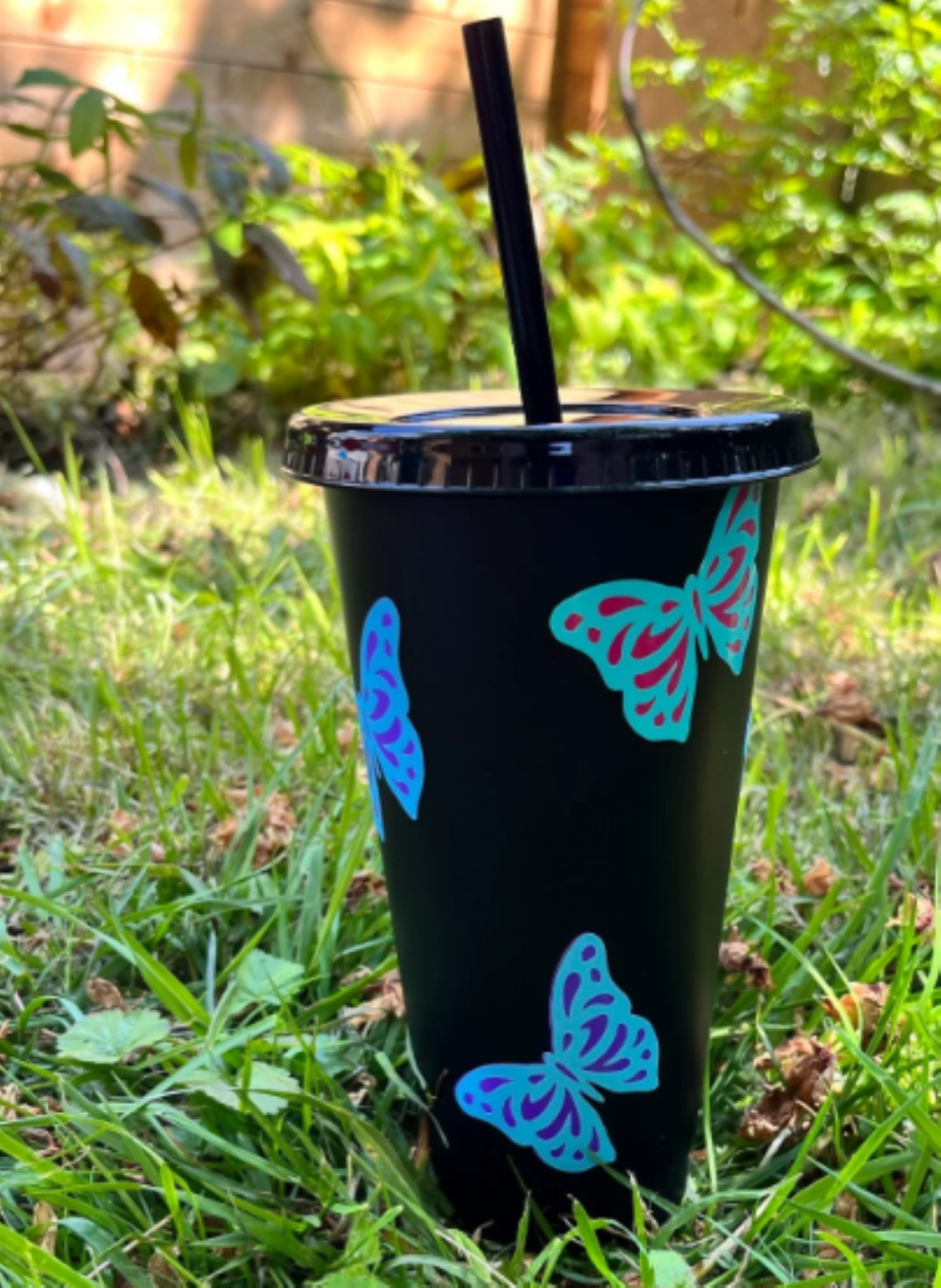 24oz Reusable Tumbler with Straw Black - Image 13