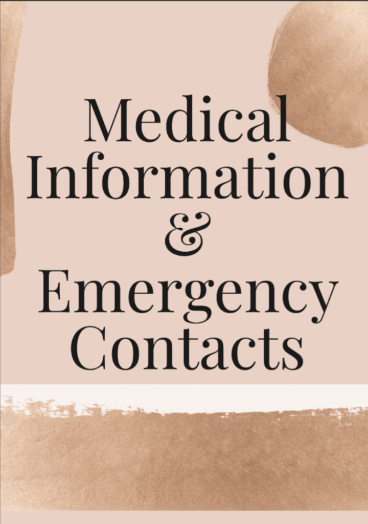 Medication documents and emergency contacts