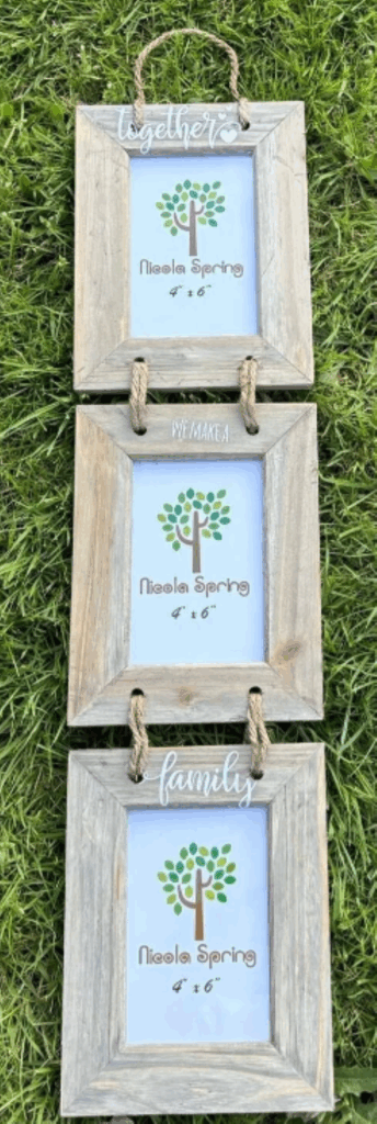 Wooden 3-Frame Hanging Picture Display – Family Wall Décor